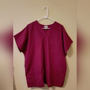Burgundy Simply Basic V-Neck Medical Scrub Top Size XL